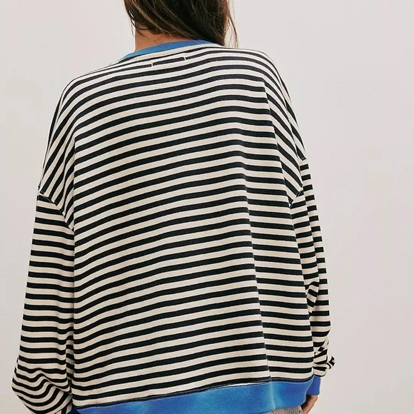 Free People Classic Striped Oversized Crewneck - Picture 3 of 7